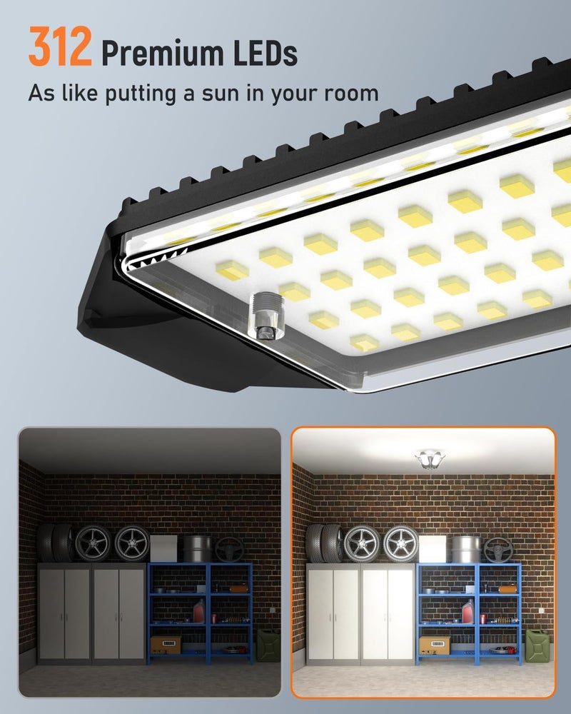 Adiding LED Garage Ceiling Light, 4 Pack 40000Lm Bright Screw into E26 E27 Socket LED Basement Lighting, 6+1 Deformable Panels, Daylight 6500K for Pole Barn Workshop Attic Porch Storage Room Low Bay - Image 2